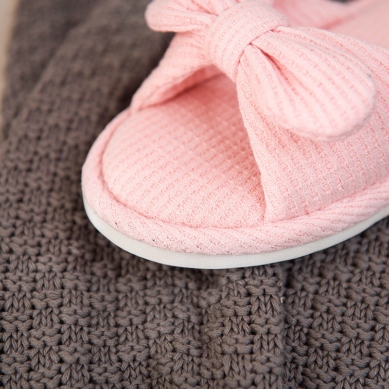 Couple Striped Home Linen Slippers For Women