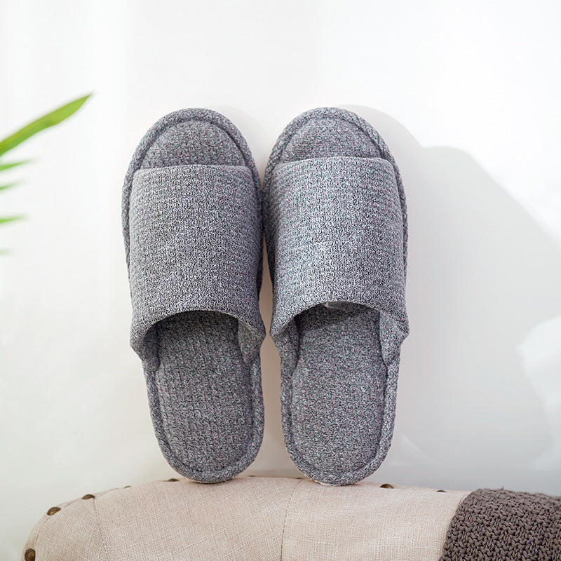 Couple Striped Home Linen Slippers For Women