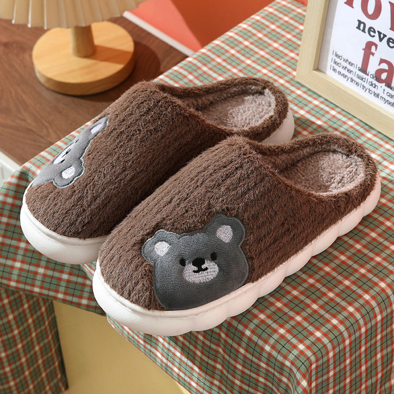 Cute Rabbit Striped Slippers For Women Thick-soled Indoor