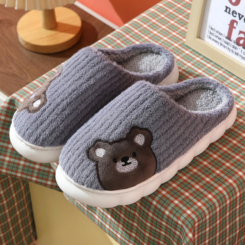 Cute Rabbit Striped Slippers For Women Thick-soled Indoor
