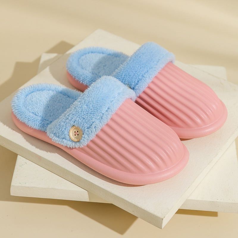 Stripe Slippers Detachable Washable House Shoes Fluffy Bedroom Slippers