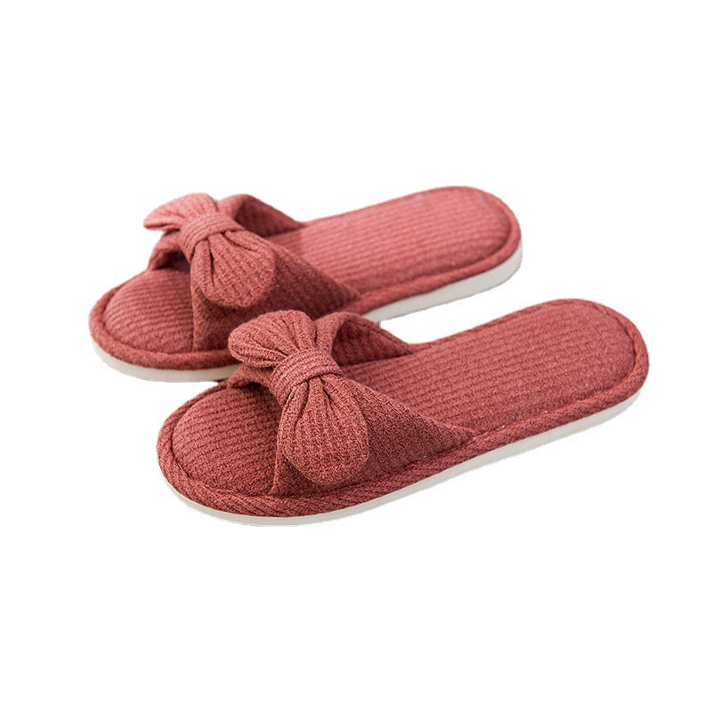 Couple Striped Home Linen Slippers For Women