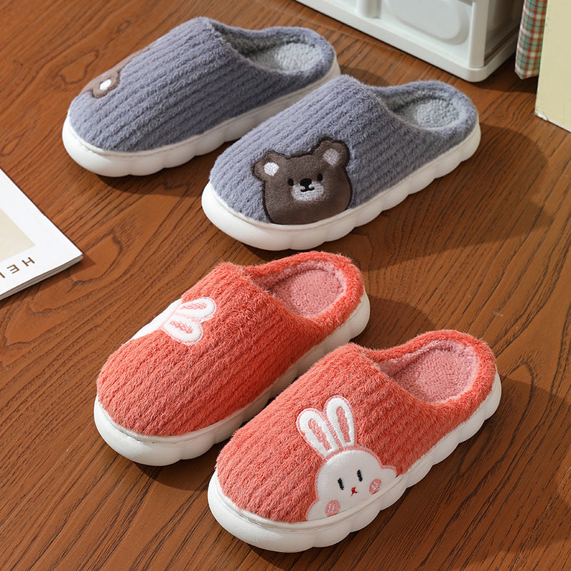 Cute Rabbit Striped Slippers For Women Thick-soled Indoor