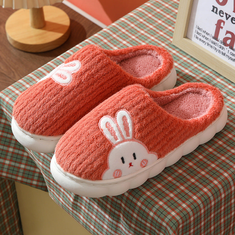 Cute Rabbit Striped Slippers For Women Thick-soled Indoor