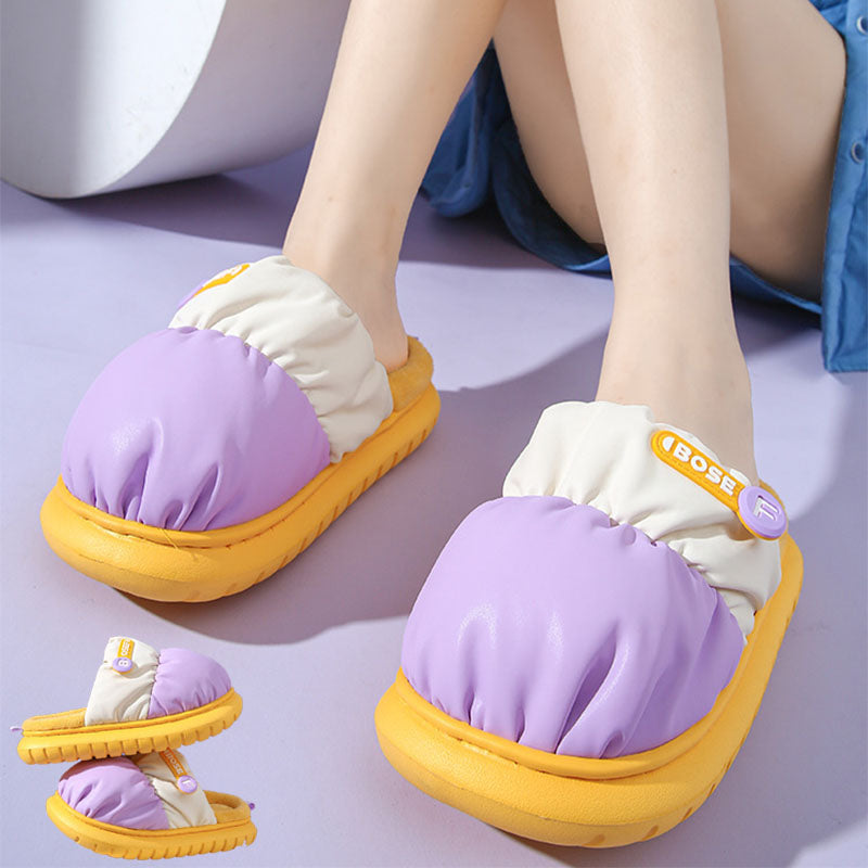 Down Cotton Slippers Winter Warm Indoor Non-slip Couple Thick-soled