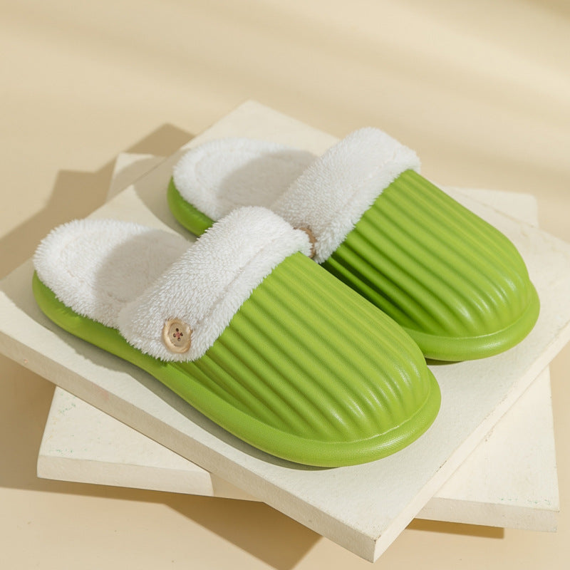Stripe Slippers Detachable Washable House Shoes Fluffy Bedroom Slippers