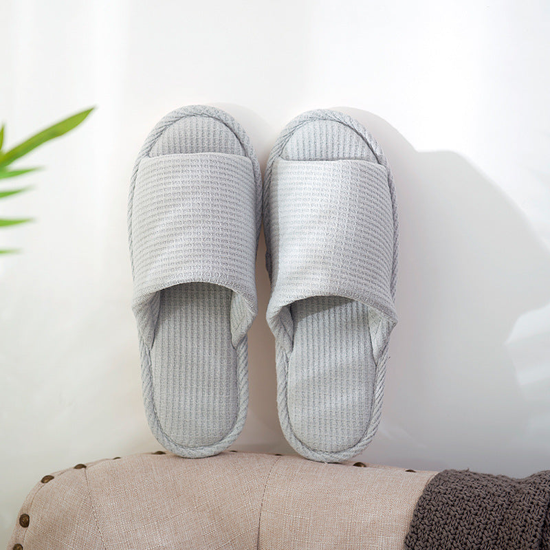 Couple Striped Home Linen Slippers For Women