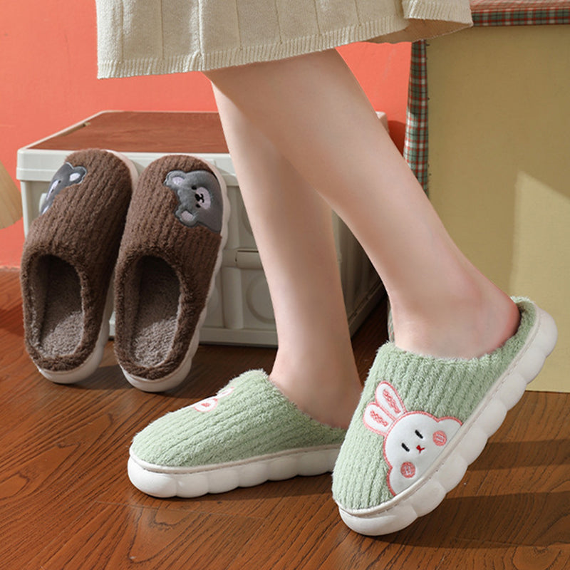Cute Rabbit Striped Slippers For Women Thick-soled Indoor
