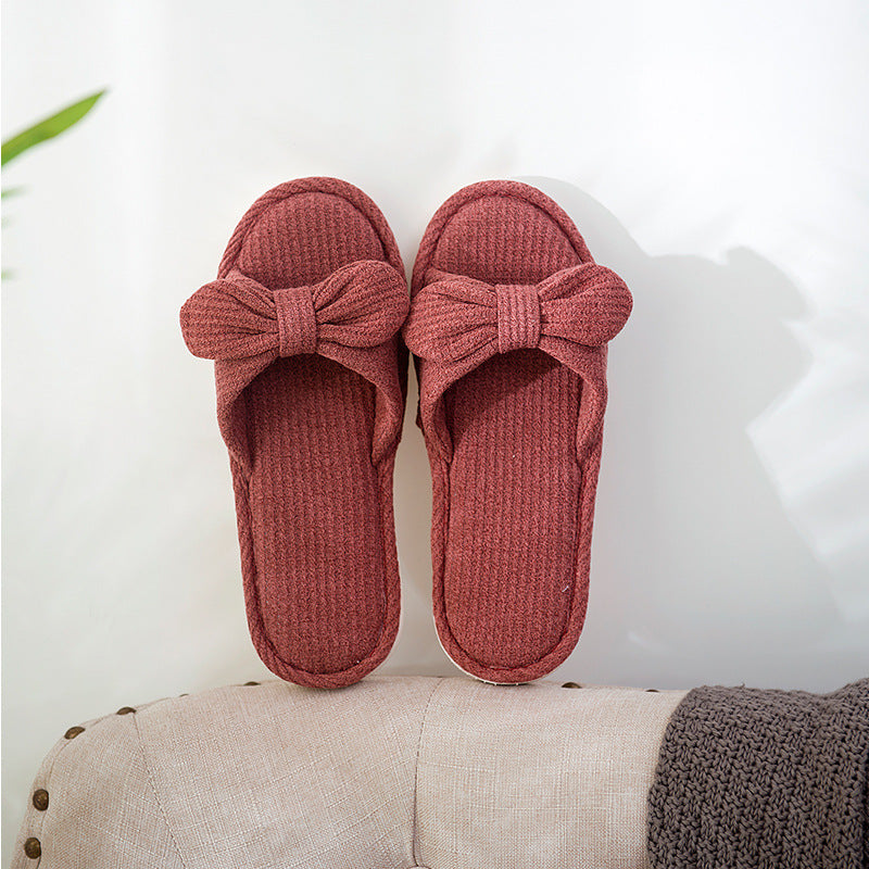 Couple Striped Home Linen Slippers For Women
