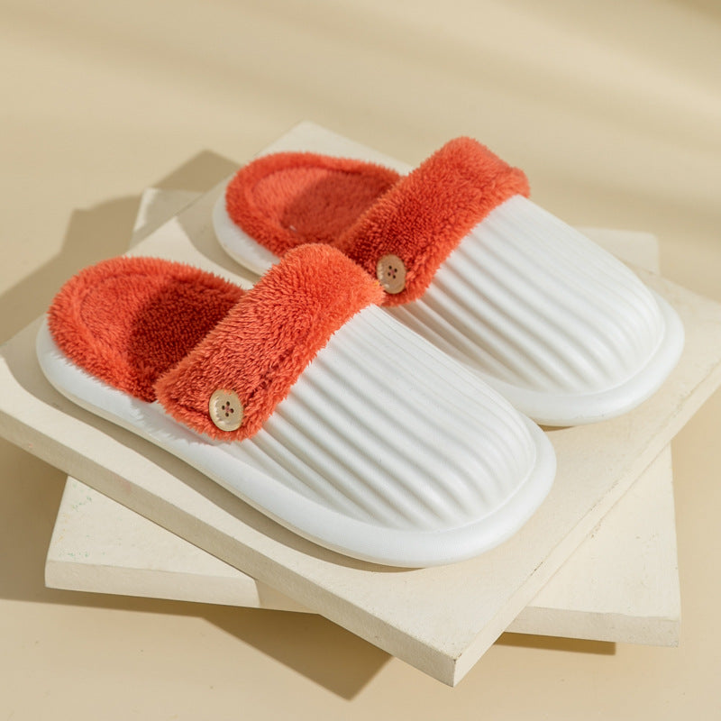 Stripe Slippers Detachable Washable House Shoes Fluffy Bedroom Slippers