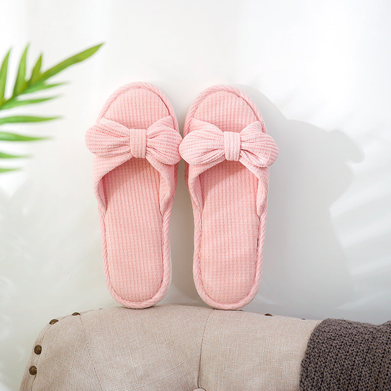 Couple Striped Home Linen Slippers For Women