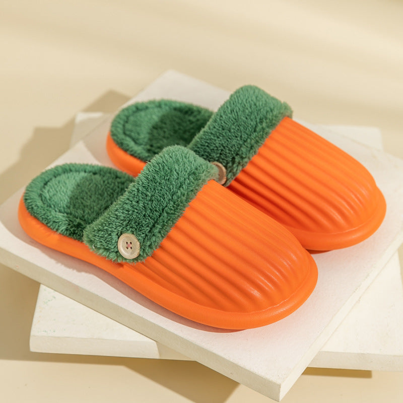 Stripe Slippers Detachable Washable House Shoes Fluffy Bedroom Slippers
