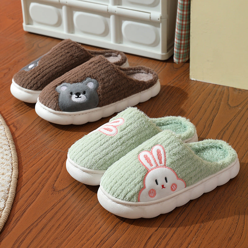 Cute Rabbit Striped Slippers For Women Thick-soled Indoor