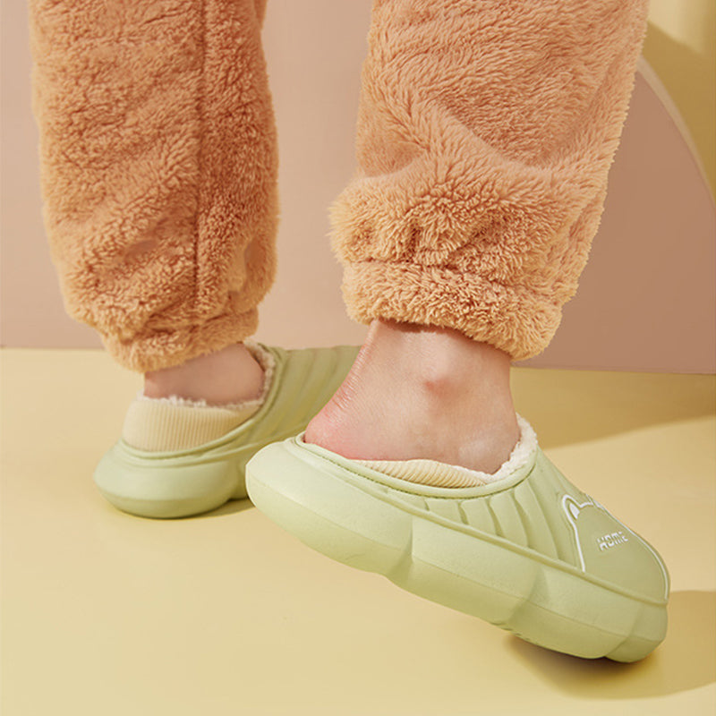 Cute Bear Home Slippers Waterproof Thick-soled Non-slip Plush Slippers For Women